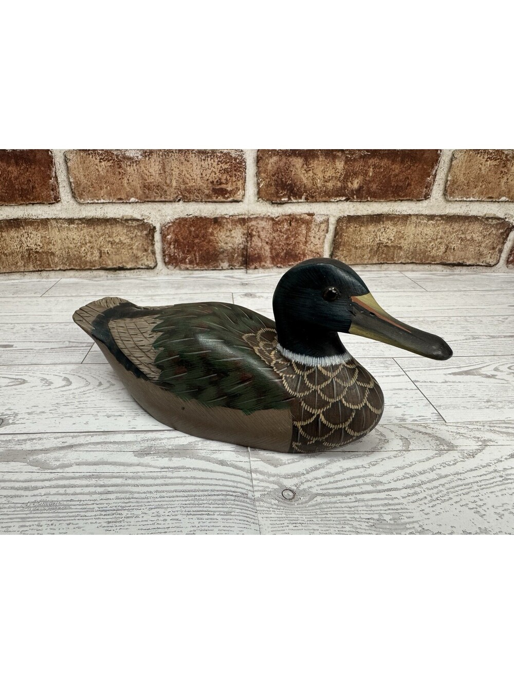 Vintage Hand Painted Wooden Duck Figurine Ornament Decorative 8” Decoy
